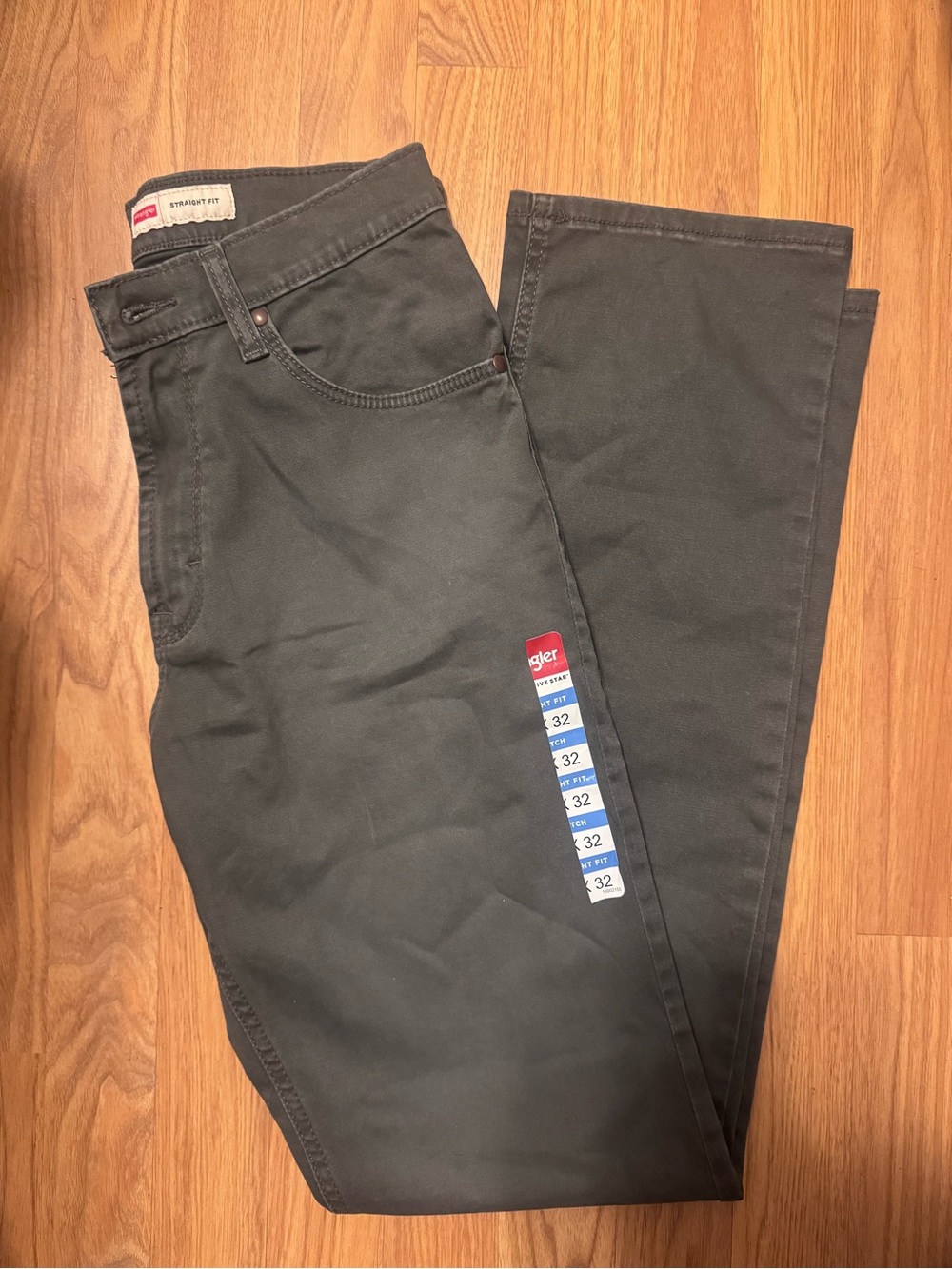 Wrangler Straight Fit Pants Mens 30x32 Grey/Olive Green Casual Work Pants